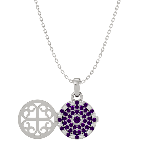 925 Silver Amethyst CZ Locket