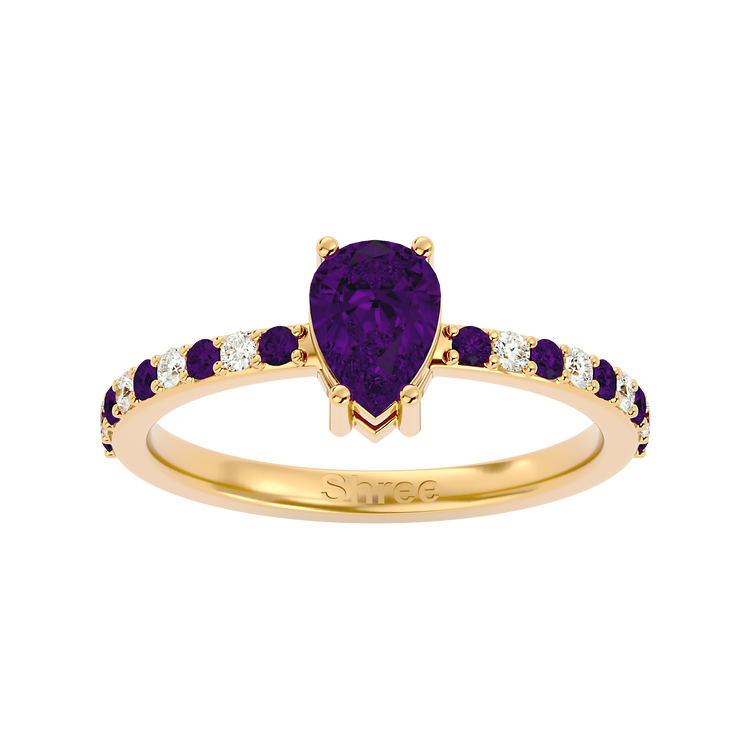 925 Gold Amethyst & CZ Ring