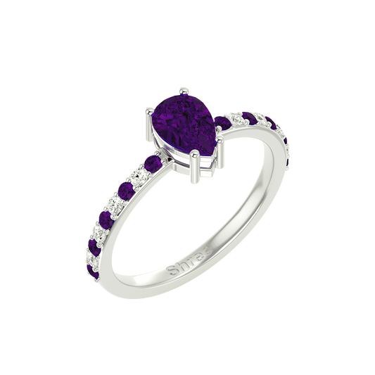 925 Silver Amethyst & CZ Ring