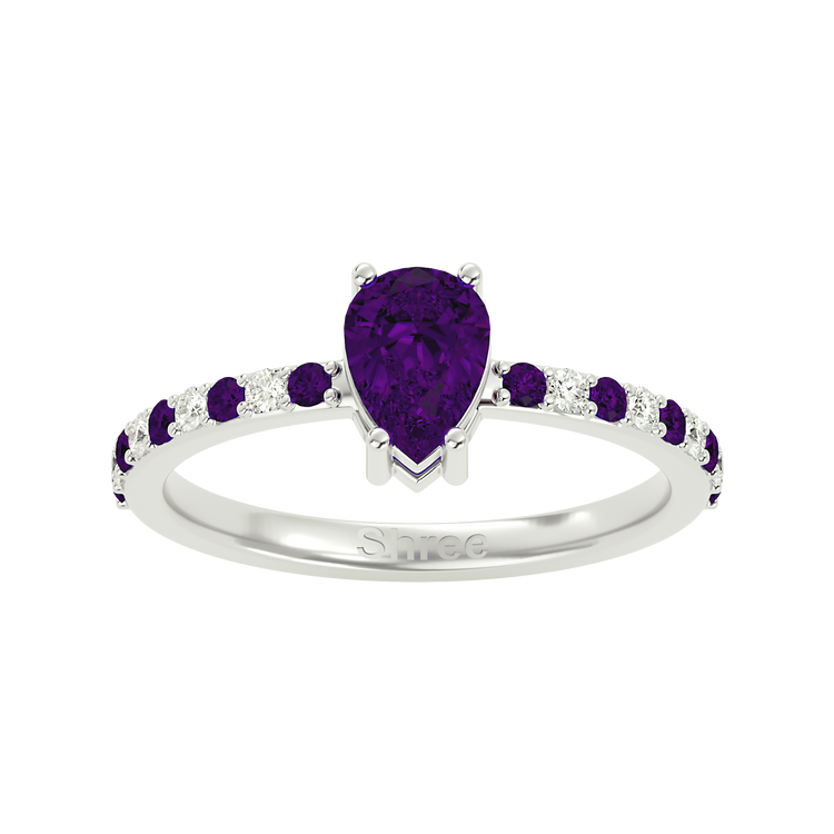 925 Silver Amethyst & CZ Ring