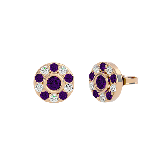 925 Gold Amethyst & CZ Stud