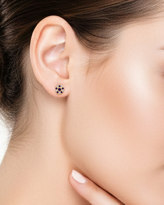 925 Gold Amethyst & CZ Stud
