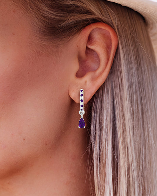 925 Silver Amethyst & CZ Huggies