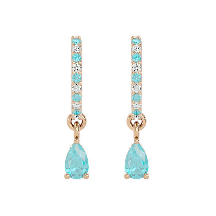 925 Gold Aquamarine & CZ Huggies