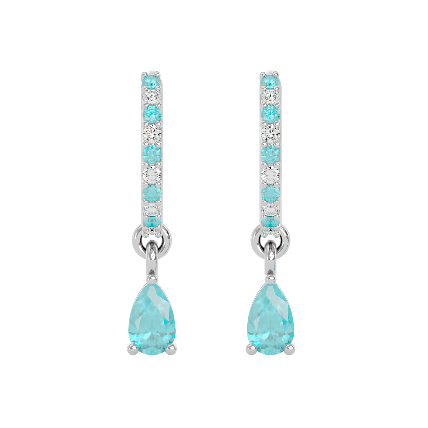 925 Silver Aquamarine & CZ Huggies