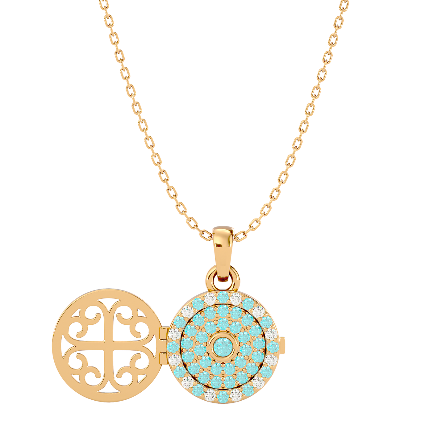 925 Silver Aquamarine CZ Locket