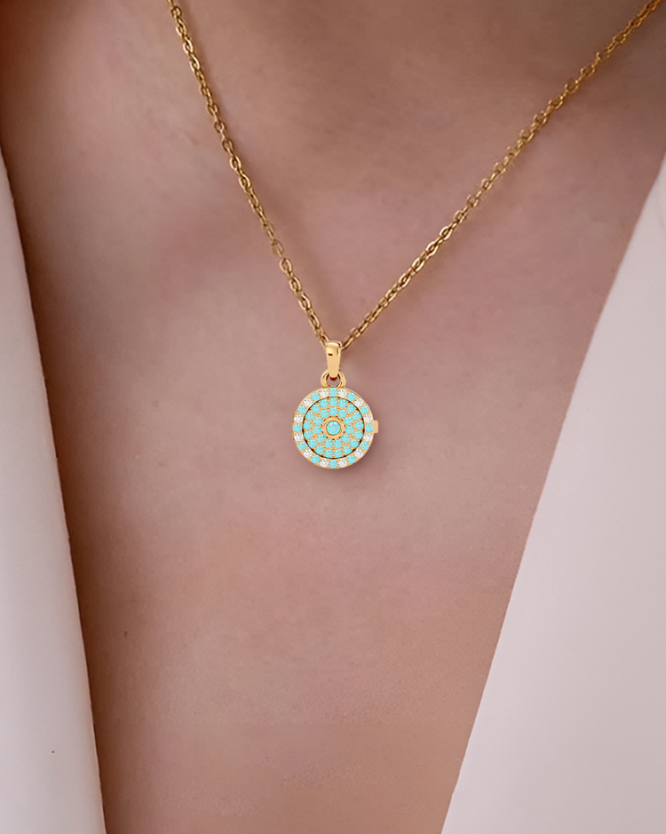 925 Gold Aquamarine CZ Locket