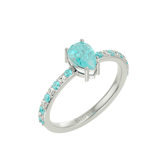 925 Silver Aquamarine & CZ Ring