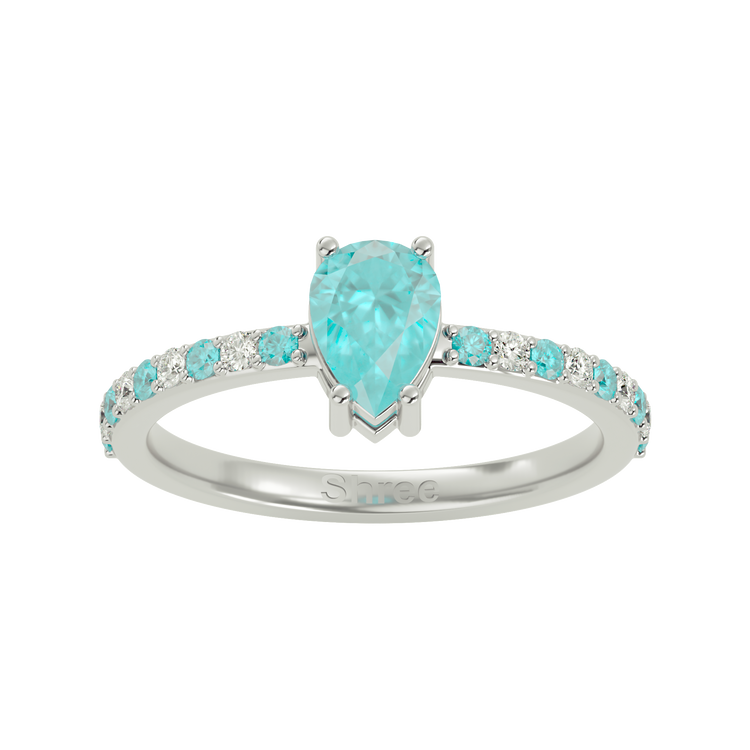 925 Silver Aquamarine & CZ Ring