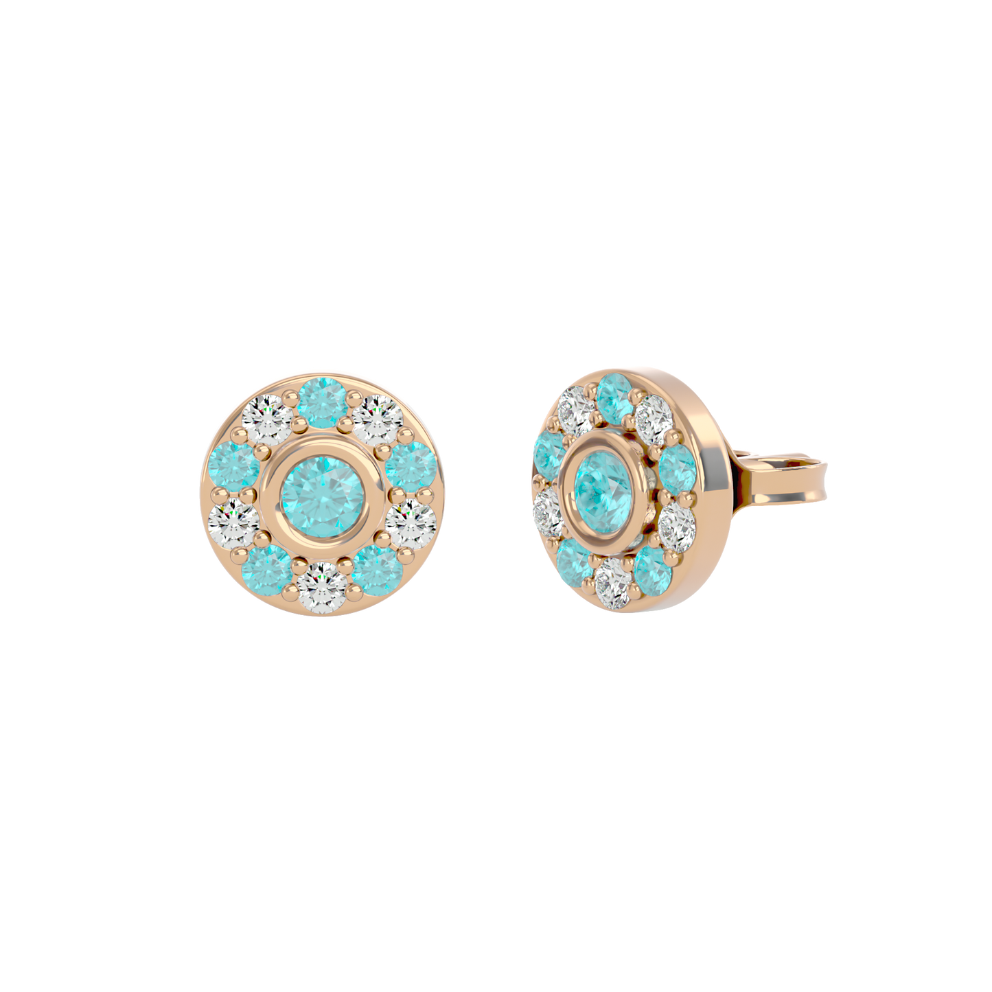 925 Sliver Aquamarine & CZ Stud