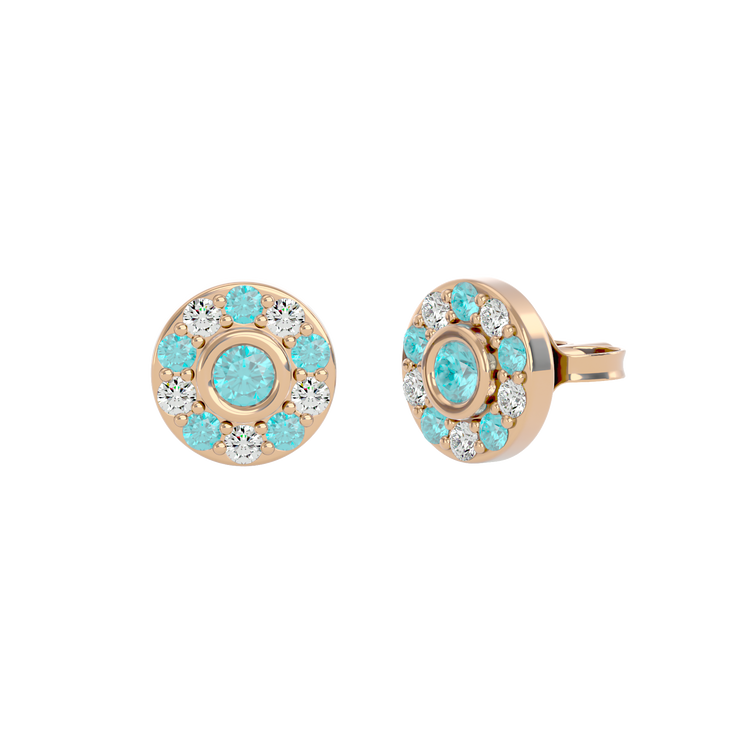 925 Sliver Aquamarine & CZ Stud