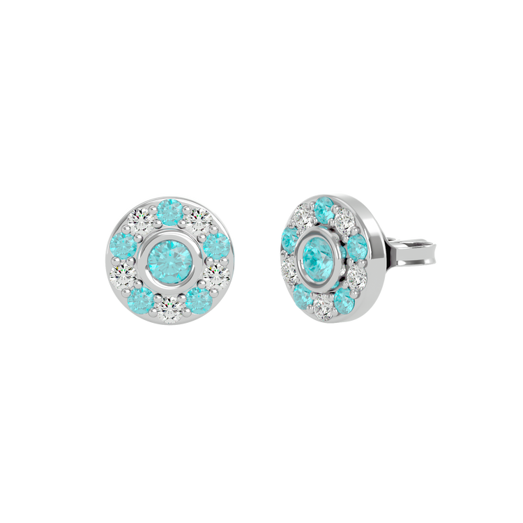 925 Sliver Aquamarine & CZ Stud