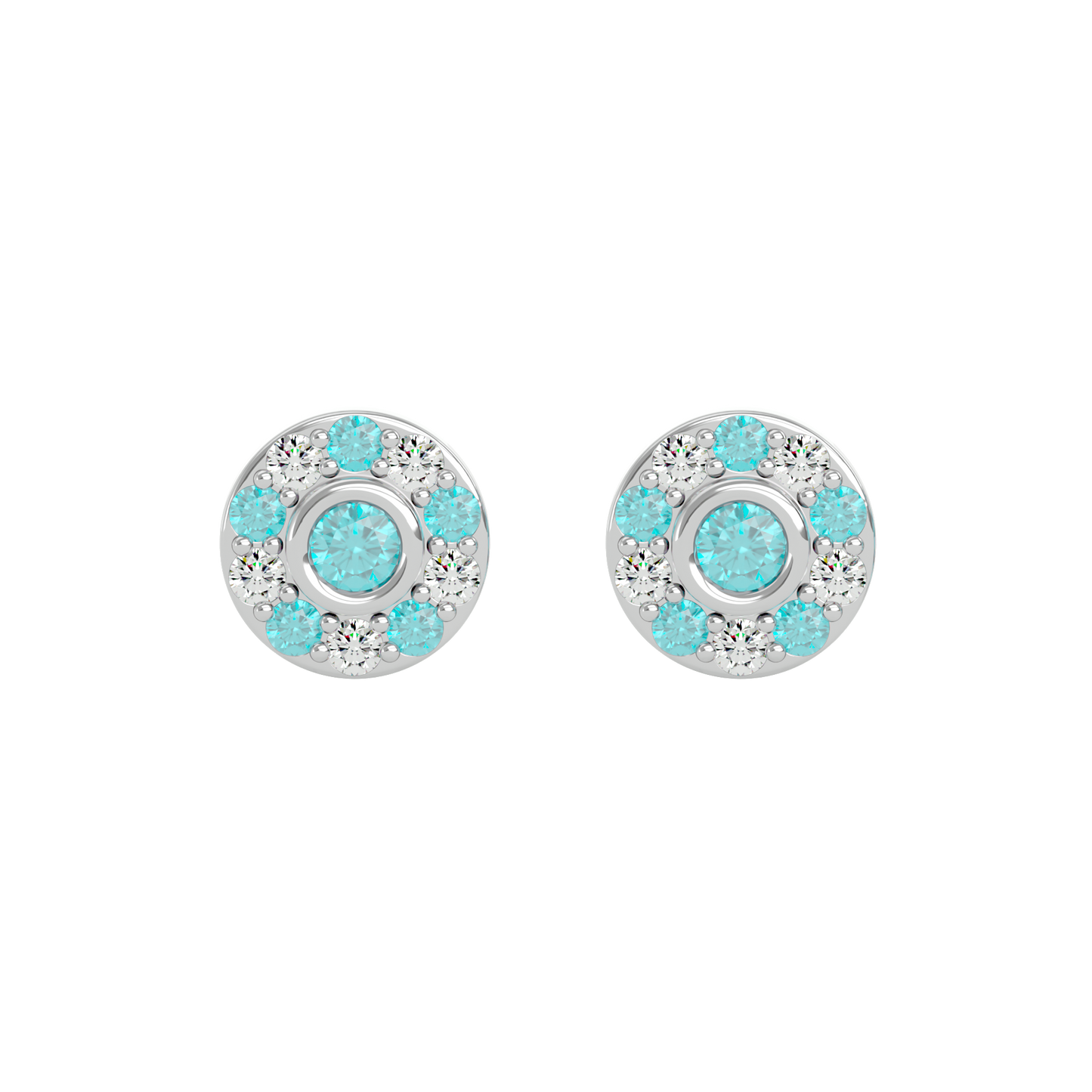 925 Sliver Aquamarine & CZ Stud