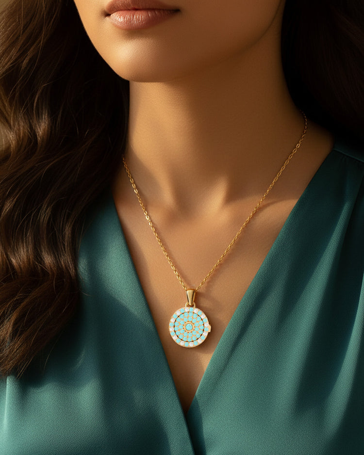 925 Gold Aquamarine CZ Locket