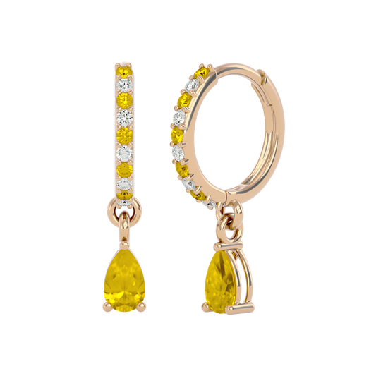 925 Gold Citrine & CZ Huggies