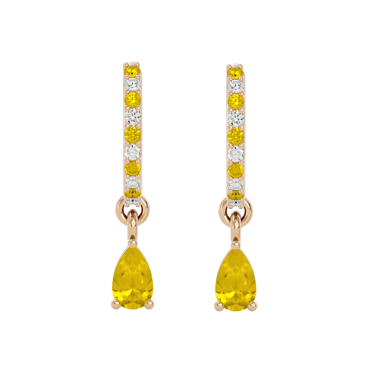 925 Gold Citrine & CZ Huggies