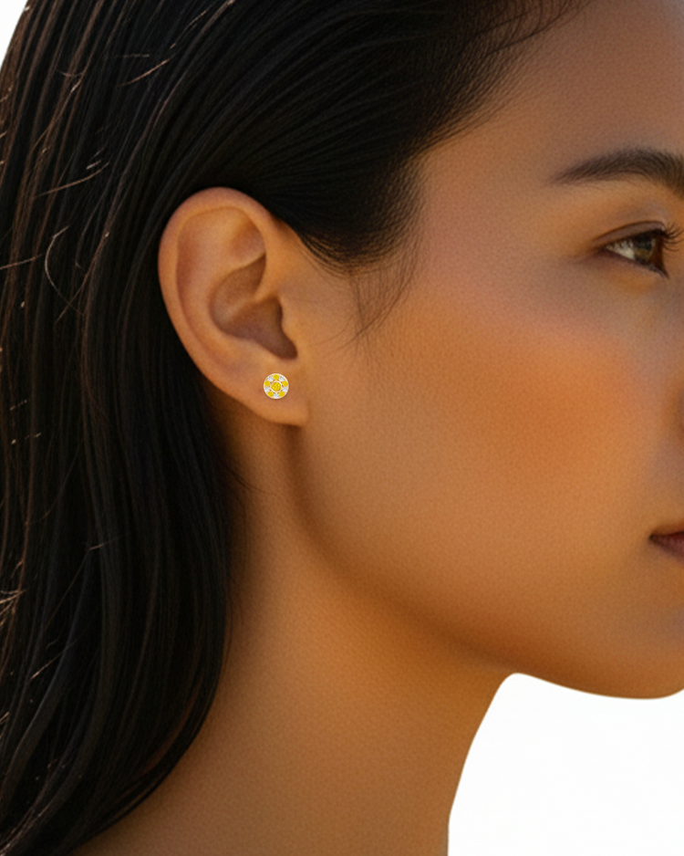 925 Gold Citrine & CZ Stud