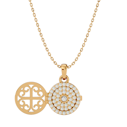 925 Gold Clear Quartz CZ Locket