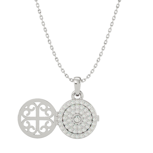 925 Silver Clear Quartz CZ Locket