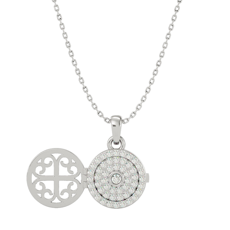 925 Gold Clear Quartz CZ Locket