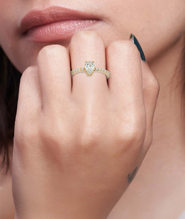 925 Gold Clear Quartz & CZ Ring