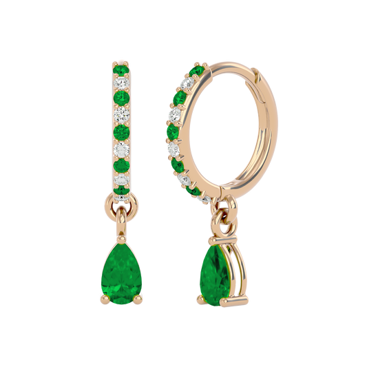 925 Gold Emerald & CZ Huggies