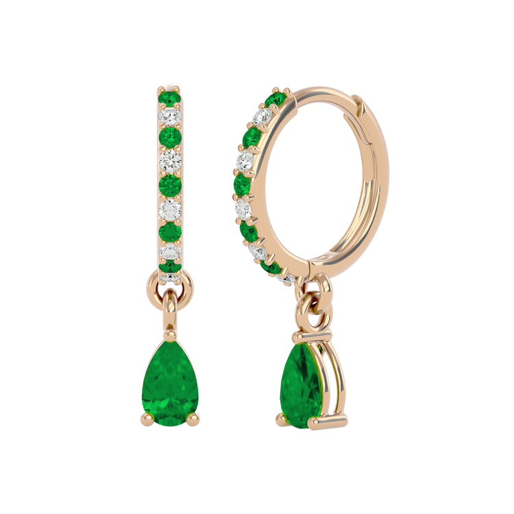 925 Silver Emerald & CZ Huggies