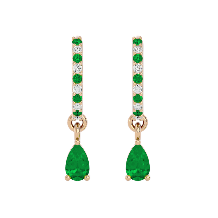 925 Gold Emerald & CZ Huggies