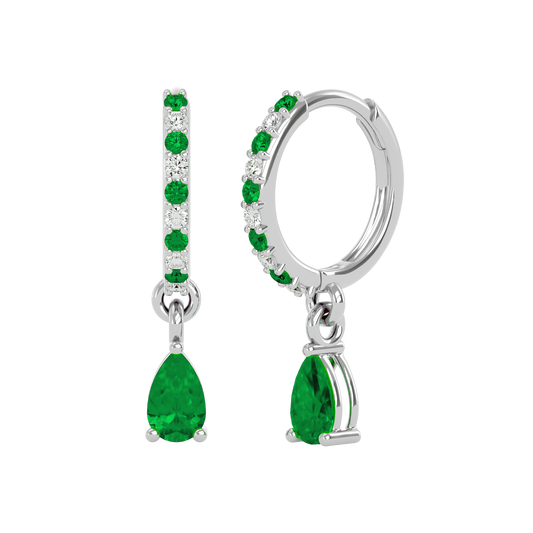 925 Silver Emerald & CZ Huggies