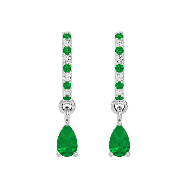 925 Silver Emerald & CZ Huggies