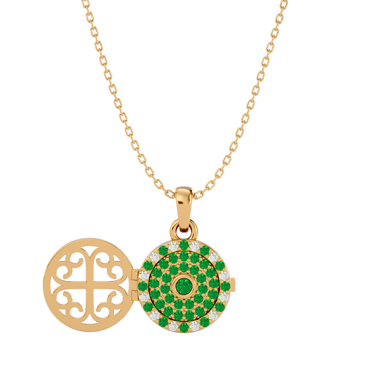 925 Gold Emerald CZ Locket