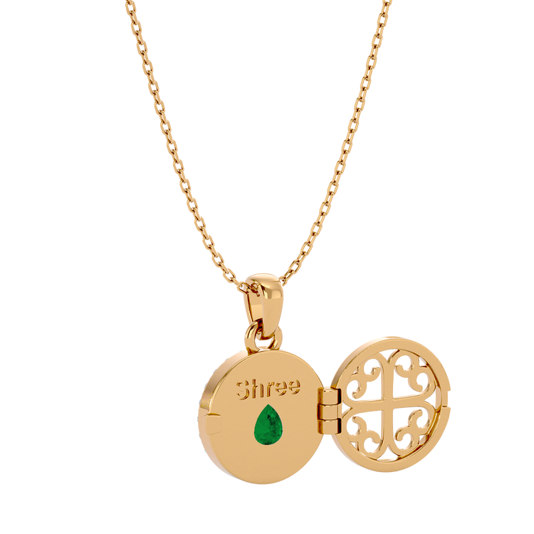 925 Gold Emerald CZ Locket