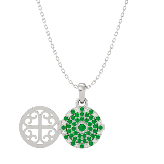 925 Silver Emerald CZ Locket