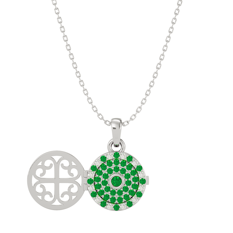 925 Silver Emerald CZ Locket
