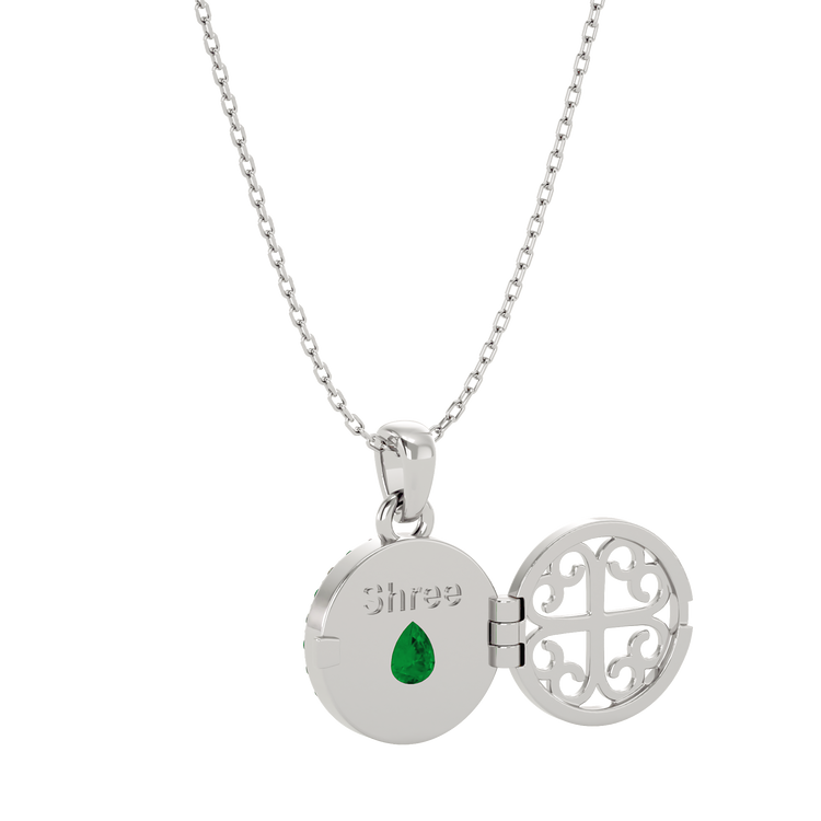 925 Silver Emerald CZ Locket