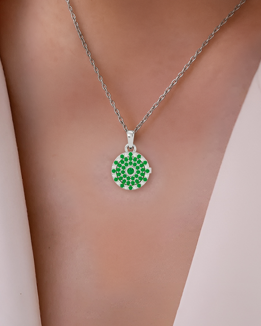 925 Silver Emerald CZ Locket
