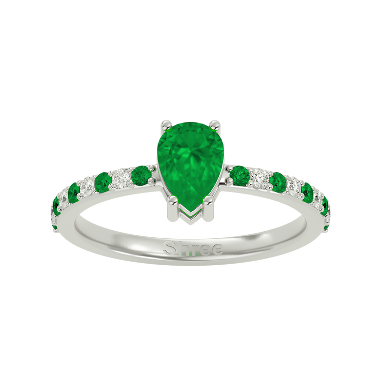 925 Silver Emerald & CZ Ring