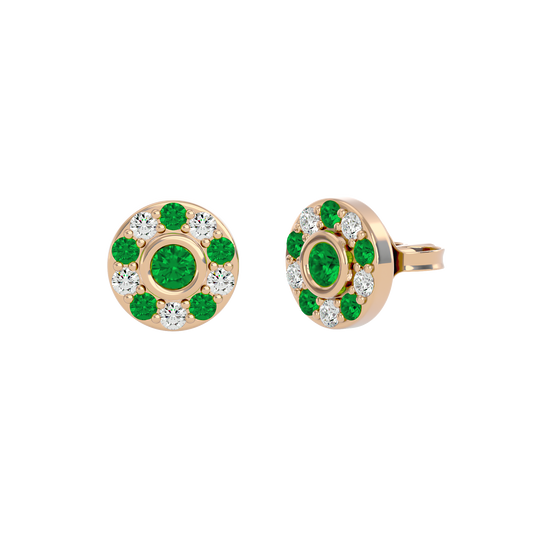 925 Gold Emerald & CZ Stud