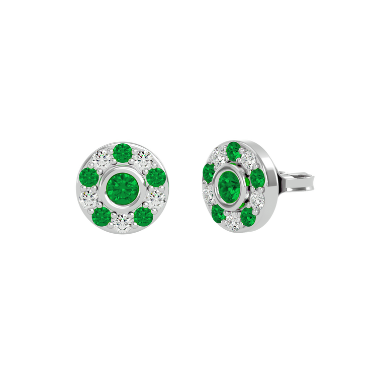 925 Sliver Emerald & CZ Stud