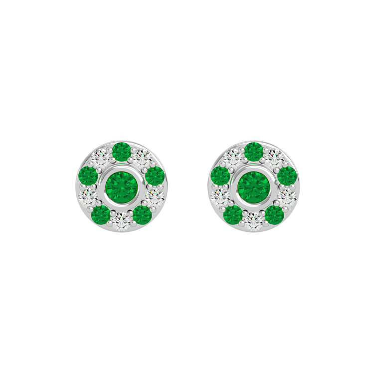 925 Sliver Emerald & CZ Stud