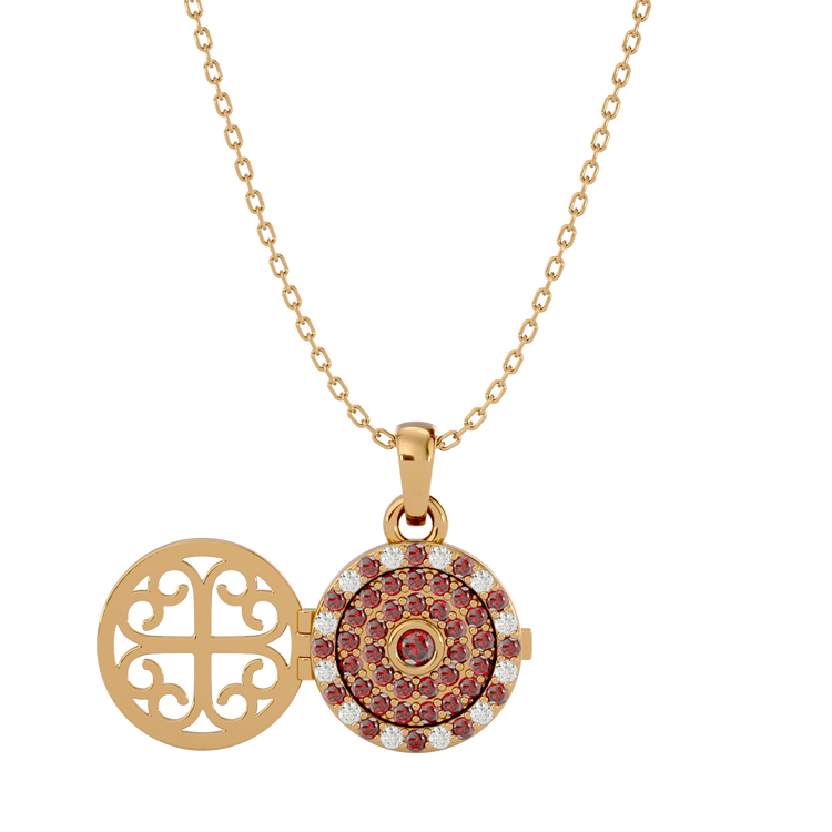 925 Gold Garnet & CZ Locket