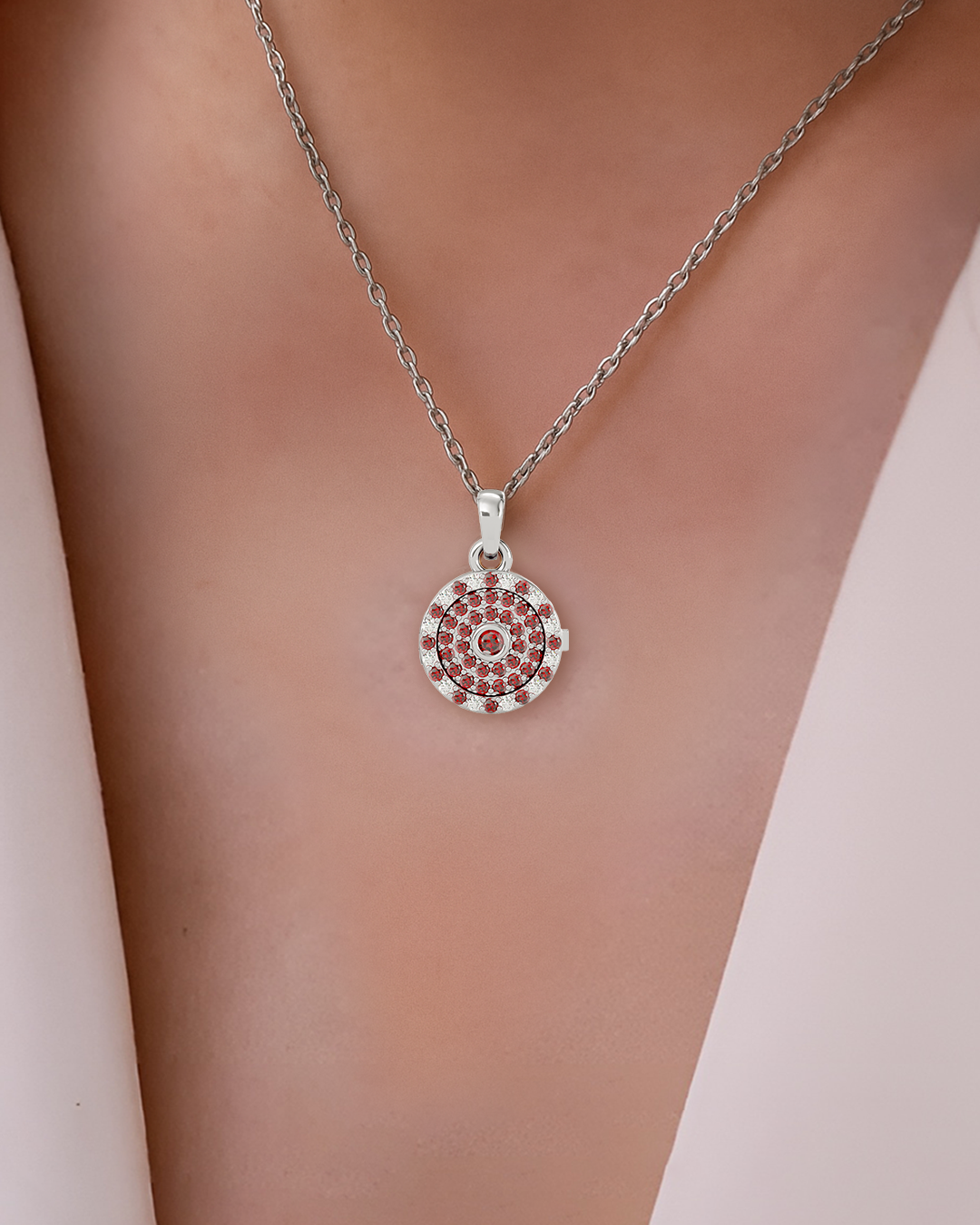 925 Silver Garnet & CZ Locket