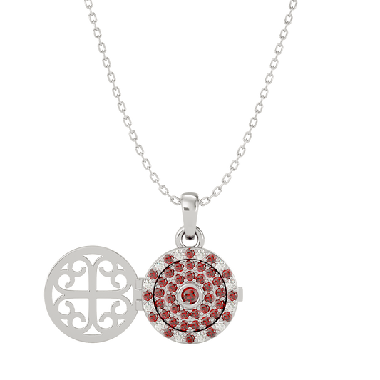 925 Silver Garnet & CZ Locket