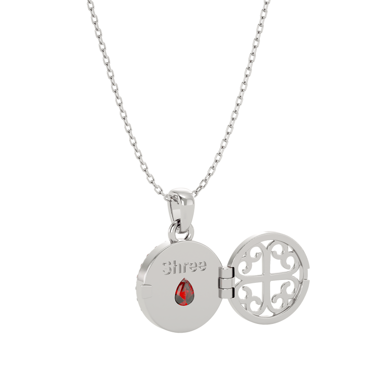 925 Silver Garnet & CZ Locket