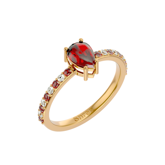 925 Gold Garnet & CZ Ring
