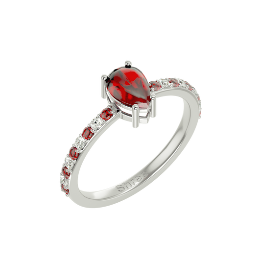 925 Silver Garnet & CZ Ring