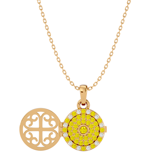 925 Gold Citrine CZ Locket