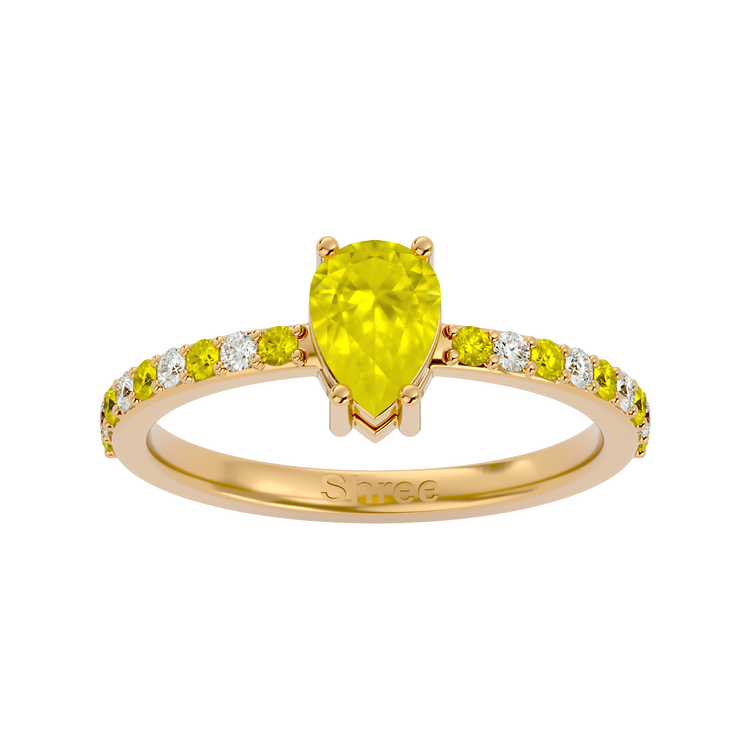 925 Gold Citrine & CZ Ring