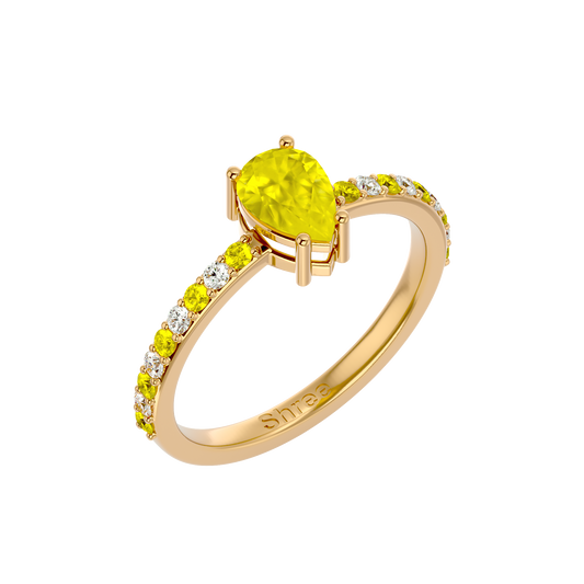 925 Gold Citrine & CZ Ring