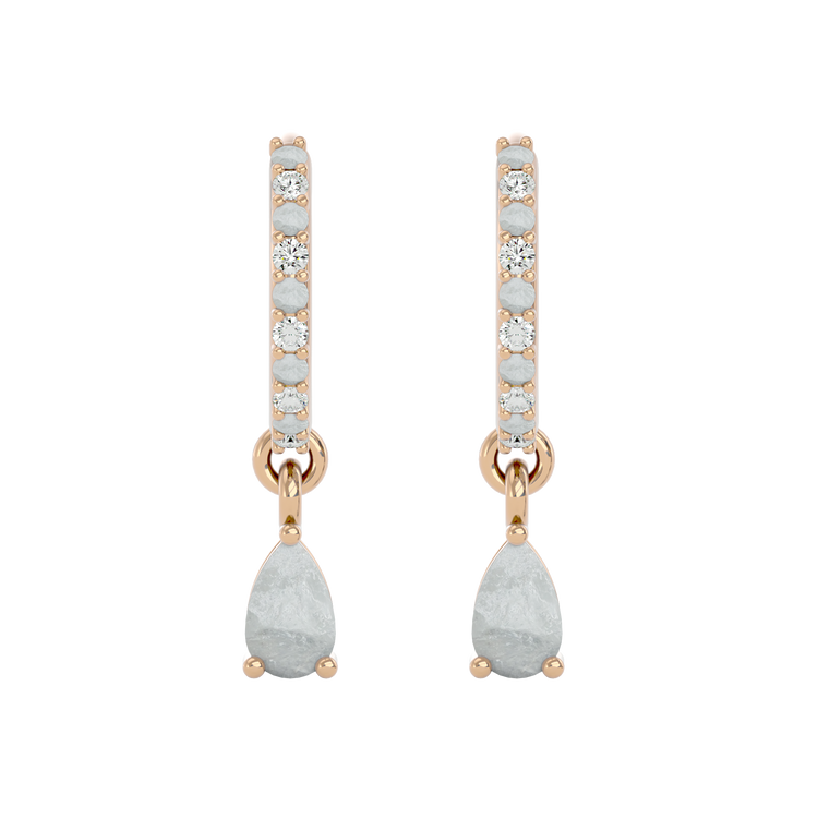 925 Gold Moonstone & CZ Huggies